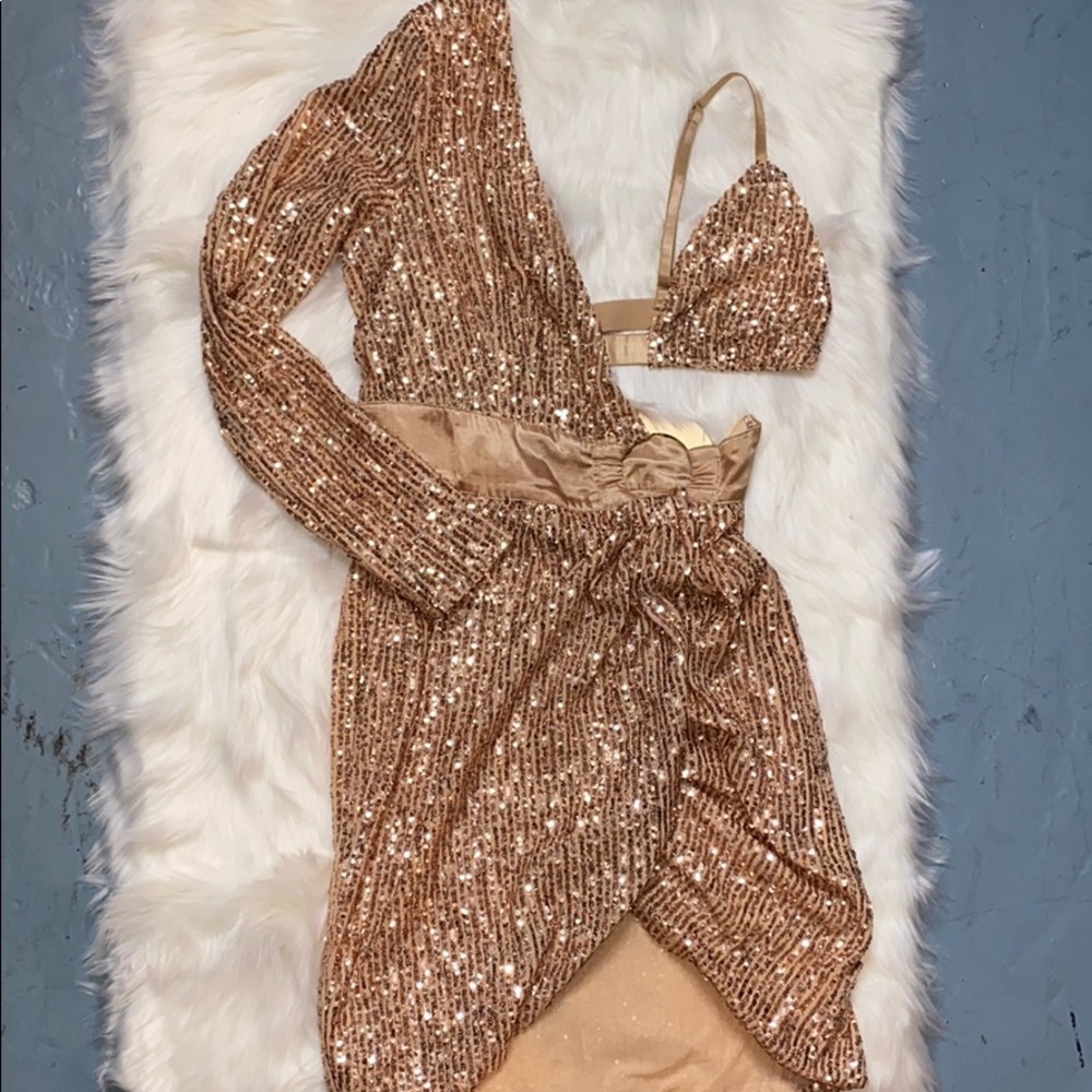 Asymmetrical sequin dress